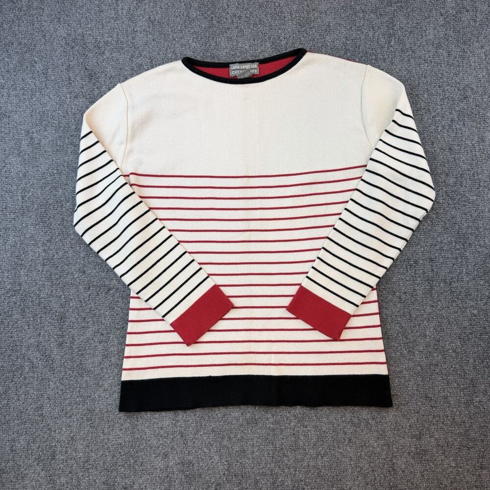Laura Leigh Ltd Collections Striped Knit Sweater Womens XL Runs Small Italy